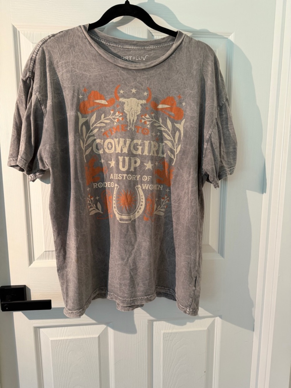 Gray 'Cowgirl Up' Graphic Tee with Orange Print